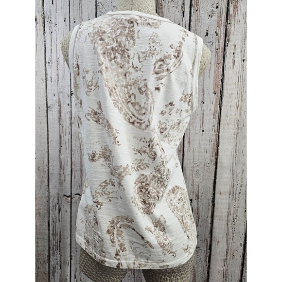 Oui Moments Sleeveless Paisley Metallic Tank Top Blouse Shirt Tee Women's 8 EUC - Picture 4 of 9